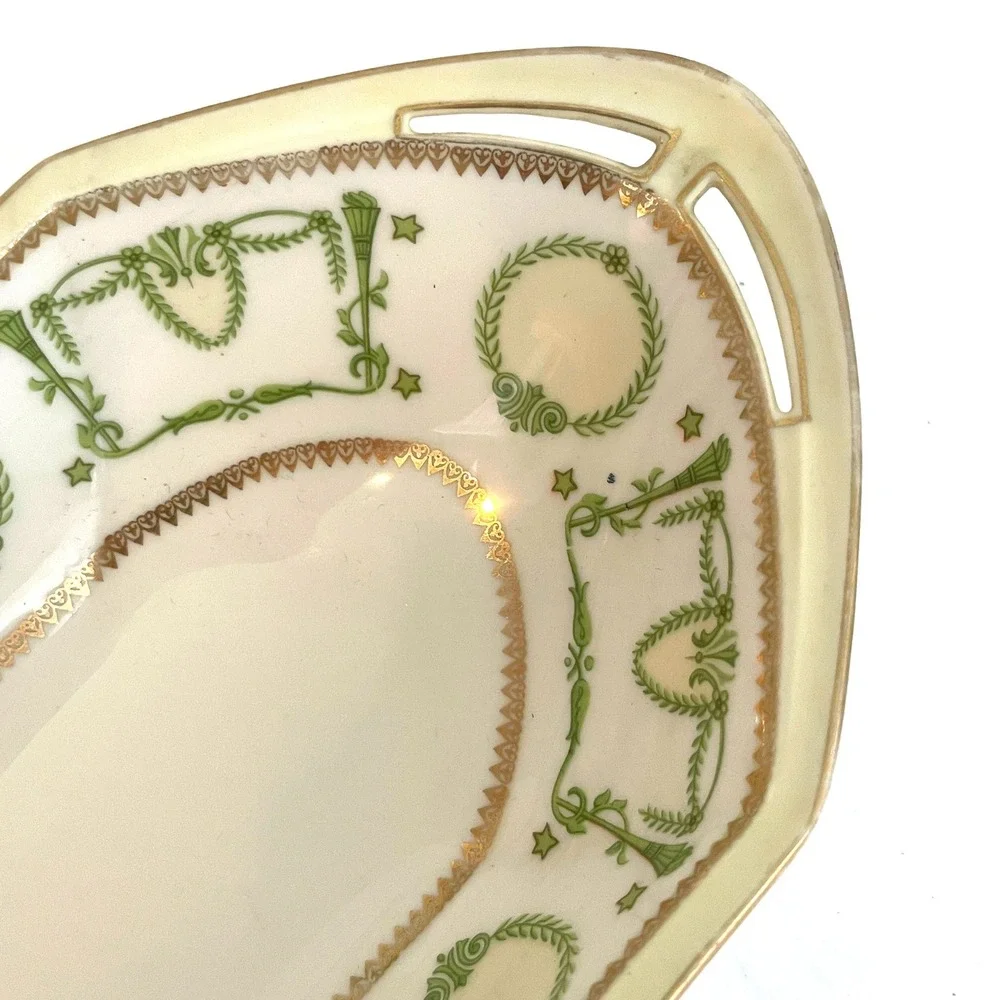 MZ Austria Antique Porcelain Celery Dish Charcuterie Gold Gilt Crudite